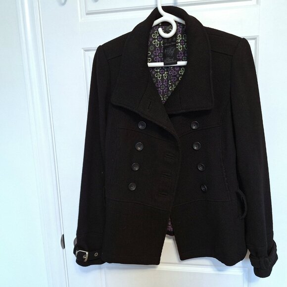 Zara TRF black wool blend jacket with cute floral lining - Picture 14 of 17